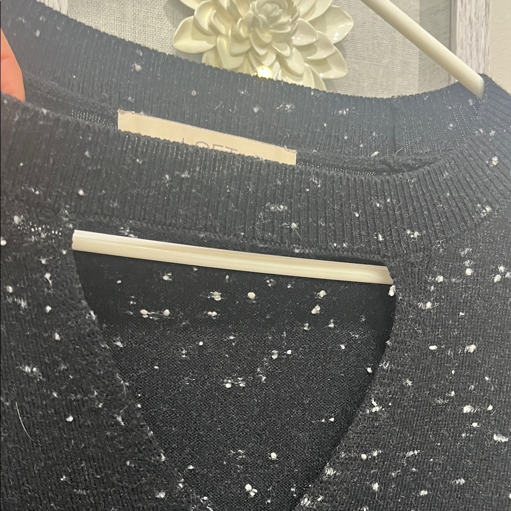 LOFT black speckled cutout choker sweater. - Picture 4 of 8